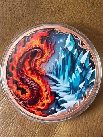 Monde. Medal Kupfermersille - Dragon Fire and Ice - 10 troy