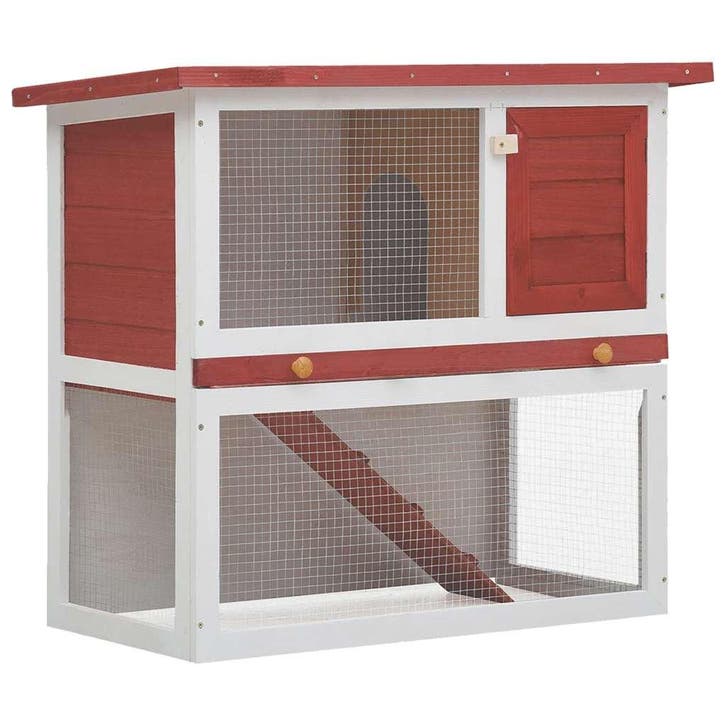 vidaXL Konijnenhok voor buiten met 1 deur hout rood, Animaux & Accessoires, Rongeurs & Lapins | Cages & Clapiers, Envoi