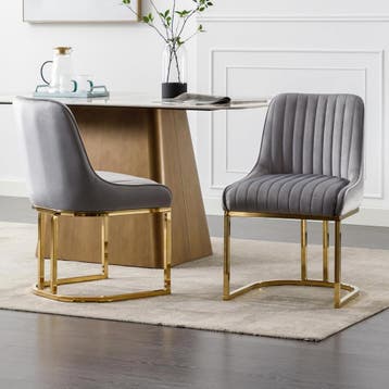 Eetkamerstoelen - Set van 2 - Met Rugleuning - Fluweel - Gri, Huis en Inrichting, Verzenden, Nieuw