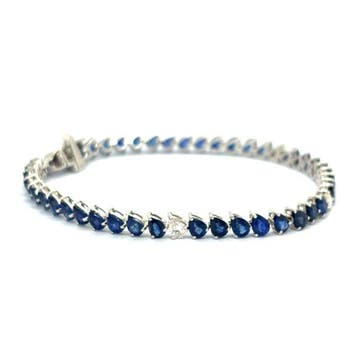 Armband - 14 karaat Witgoud - 8.62ct. tw. Saffier - Diamant