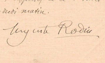 Auguste Rodin - Lettera autografa originale firmata con COA, Nieuw