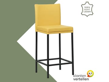 Leren barkruk Break laag - Toledo Giallo (geel) - Poten, Huis en Inrichting, Barkrukken, Nieuw, Leer, Ophalen of Verzenden, 90 cm of meer
