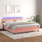vidaXL Boxspring met matras en LED fluweel roze 160x200 cm, Verzenden, Nieuw