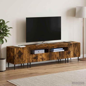 vidaXL 5-delige LED TV-kast Gerookt eiken Bewerkt hout, Huis en Inrichting, Kasten |Televisiemeubels, Verzenden, Nieuw
