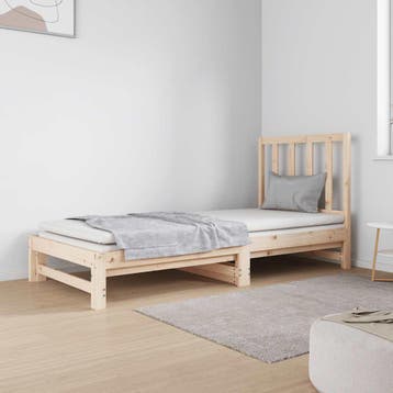 vidaXL Slaapbank uitschuifbaar massief grenenhout 2x(90x190), Verzenden, Nieuw