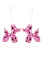 2x Hond Ballon 10 cm Hanger Spiegeltjes Roze Kerstbal Hondje, Ophalen of Verzenden