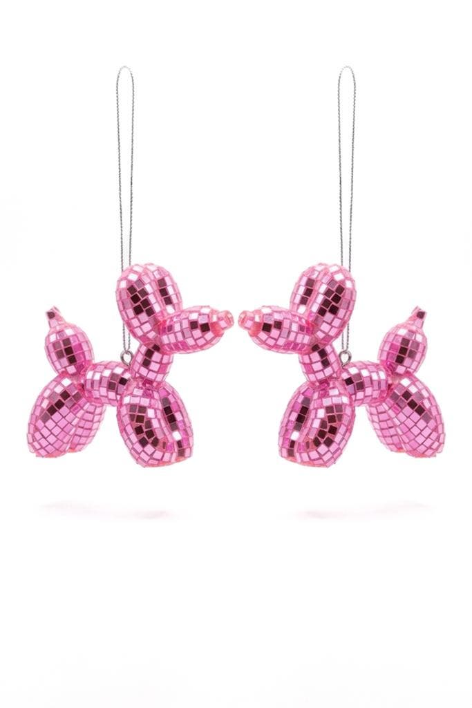 KIMU® 2x Hond Ballon 10 cm Hanger Spiegeltjes Roze Kerstbal, Hobby en Vrije tijd, Feestartikelen, Nieuw, Ophalen of Verzenden