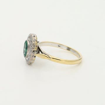 Bague - 18 carats Or jaune Émeraude - Diamant, Nieuw