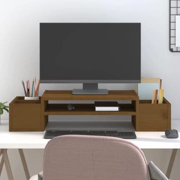 vidaXL Monitorstandaard 70x27,5x15 cm massief grenenhout, Verzenden