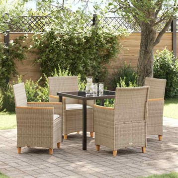 vidaXL Tuin Eettafel Set 5 pcs Beige poly rattan, Verzenden, Nieuw