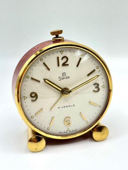 Réveil - de Table Vintage UTI SWIZA “Tambour” – 4 Rubis –, Antiquités & Art, Antiquités | Horloges