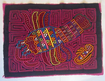 Borduurwerk - Kreeft & Kind - Kuna - Mola - Panama (Zonder