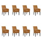 Set van 8 Leren eetkamerstoelen Just met armleuning -, Huis en Inrichting, Stoelen, Ophalen of Verzenden, Nieuw, Leer, Eén