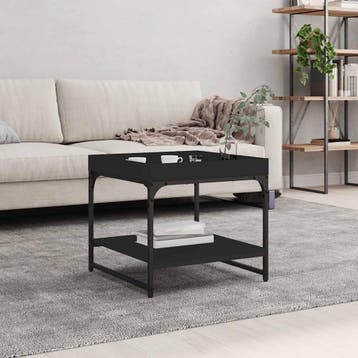 vidaXL Salontafel 49,5x49,5x45 cm bewerkt hout zwart, Verzenden, Nieuw