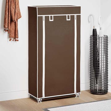vidaXL Stoffen schoenenrek met hoes 58 x 28 x 106 cm bruin, Verzenden, Nieuw
