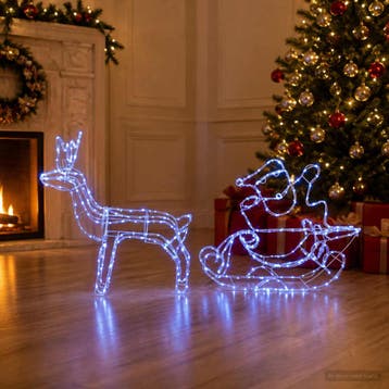 vidaXL Kerstversiering rendier en slee LOVIISA 320 LEDs, Verzenden, Nieuw
