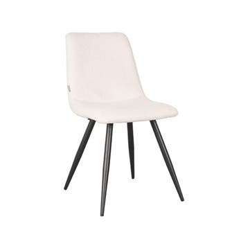 Stoel Jep | Ivoor | Teddy | Zwart Metalen Frame | 2 stuks, Verzenden