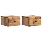 vidaXL Muurbevestigde Nachttafel 2 pcs Oud hout 34,5 x 33 x, Huis en Inrichting, Verzenden, Nieuw