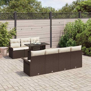 vidaXL Tuinbank Set 8 st Bruin [Synthetisch]: Poly Riet, Verzenden, Nieuw