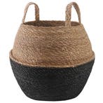 vidaXL Plantenpot met handvatten Zwart Ø 32 x 32 cm 100%, Tuin en Terras, Verzenden, Nieuw