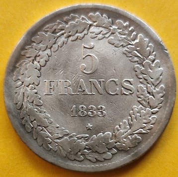 België. Leopold I. 5 Francs 1833 (Zonder minimumprijs), Postzegels en Munten