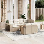 vidaXL 11-delige Tuinset met kussens poly rattan beige, Verzenden, Tuinset