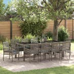 vidaXL Tuin Eettafel Set 11 pcs Grijs poly rattan, Verzenden