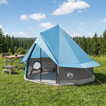 vidaXL Tipi Tent 4-persoons Blauw Polyester en Staal, Verzenden