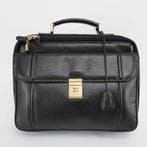 Bally - Vintage Black Grained Leather Briefcase Travel Case, Nieuw