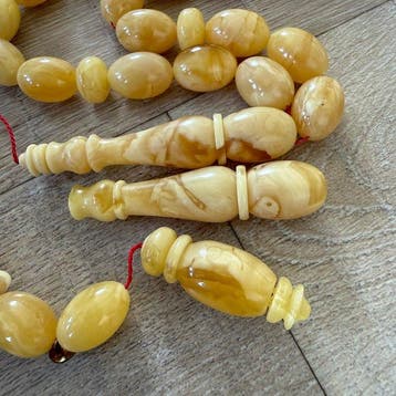 Één-steen amber rozenkrans, zeldzaam lange imames