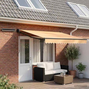 vidaXL Elektrisch Uitschuifbare Zonneluifel Zand 5 x 3 m, Verzenden