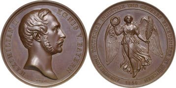 Brons medaille 1854 Bayern Maximilian Ii Joseph 1848-1864, Verzenden, België