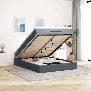 vidaXL Ottoman bed met matras 140x200cm fluweel donkergrijs, Verzenden