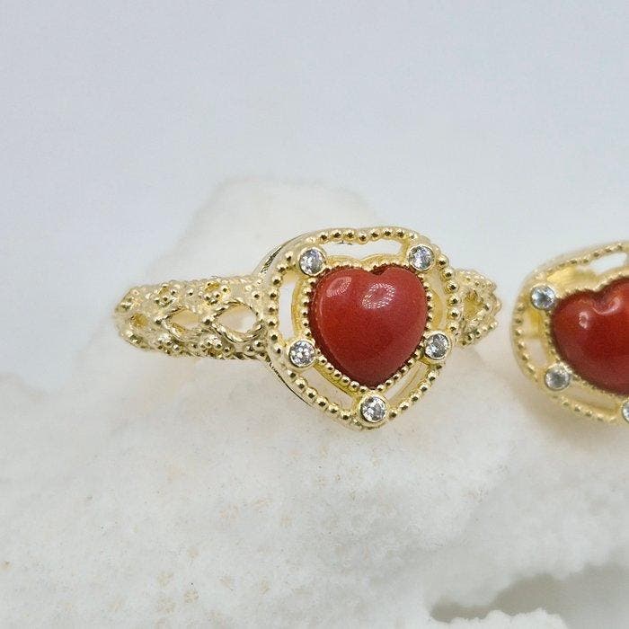 Koraal - Zilver, Verguld - 2-delige sieradenset - CORALLO, Antiquités & Art, Curiosités & Brocante