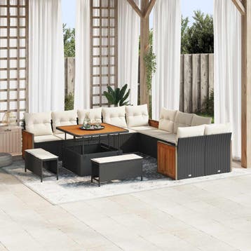 vidaXL Tuinbank Set 13 st 13-Aantal zitplaatsen Zwart en, Tuin en Terras, Verzenden, Nieuw