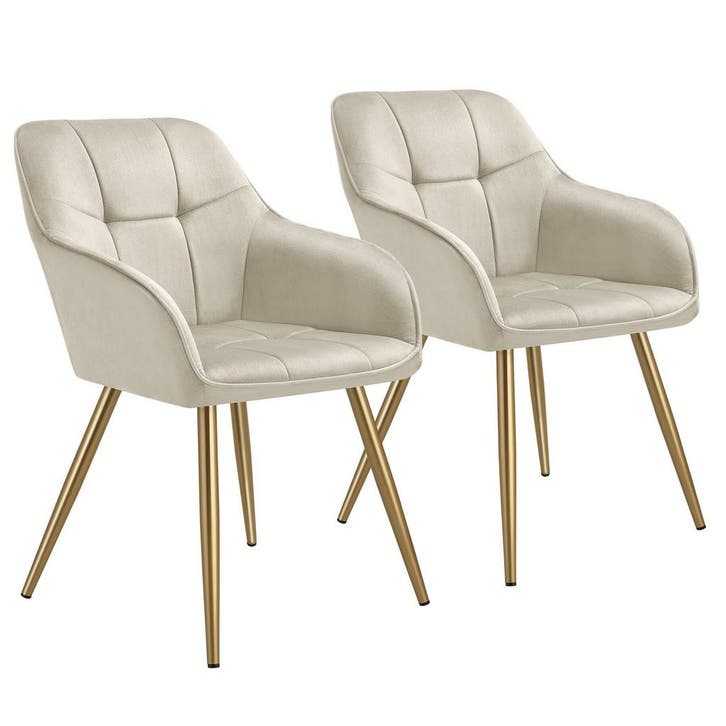 tectake Eetkamerstoel Marilyn, fluweellook, gecapitonneerd -, Maison & Meubles, Chaises, Envoi