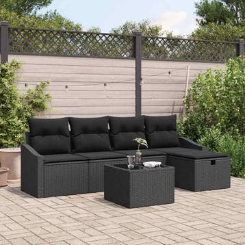 vidaXL Bankstel 6 st poly rattan, Verzenden