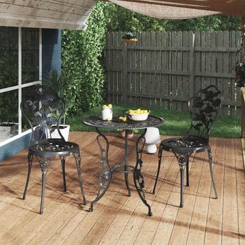vidaXL 3-delige Bistroset gietaluminium zwart, Verzenden, Nieuw