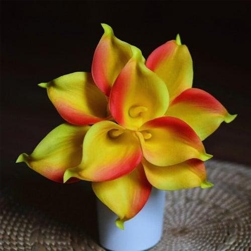 Calla Real Touch Yellow Orange 7 cm 37 cm lang per stuk, Hobby & Loisirs créatifs, Bricolage