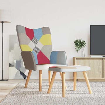 vidaXL Relaxstoel met voetenbank patchwork stof, Verzenden, Nieuw