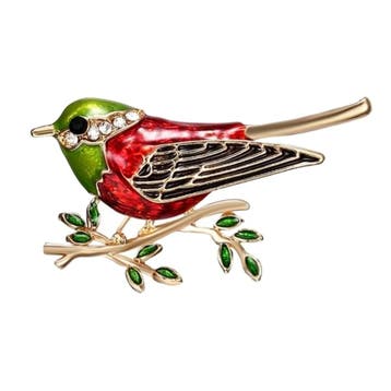 Fako Bijoux - Broche - Vogel - Vogel Op Tak - 45x26mm - Rood, Handtassen en Accessoires, Broches, Verzenden, Nieuw