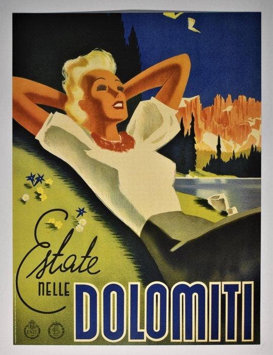 Franz Lenhart - Summer in the Dolomites - Original vintage, Antiek en Kunst, Kunst | Tekeningen en Fotografie