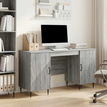 vidaXL Bureau Grijs sonoma 142,5 x 50 x 75 cm Bewerkt hout, Huis en Inrichting, Bureaus, Verzenden, Nieuw