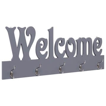 vidaXL Wandkapstok WELCOME 74x29,5 cm grijs, Verzenden, Nieuw