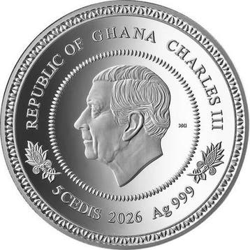 Ghana. 5 Cedis 2026, Summer Tree Of Life Proof, 1 Oz