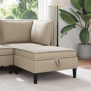 vidaXL Sofa Kruk met Opbergruimte Zand Fluweel, Verzenden, Nieuw