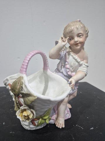 Beeldje - Pair of German Biscuit Porcelain Jardinières with