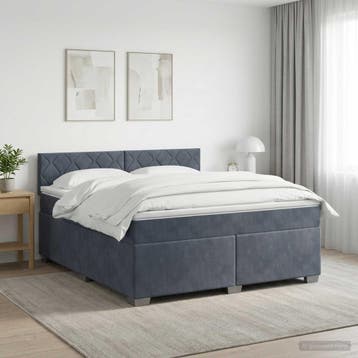 vidaXL Boxspringbed met matras en LED Donkergrijs 180 x 200, Verzenden, Nieuw