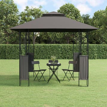 vidaXL Prieel met dak 300x300x270 cm staal antracietkleurig, Verzenden, Nieuw