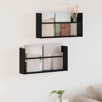 vidaXL Tijdschriftenrek 2 st Zwart Eiken 60 x 12 x 30 cm, Verzenden